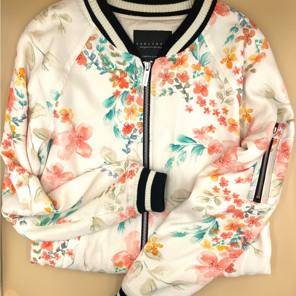 Sanctuary Floral Bomber Jacket -Pink & White - XS (Like New)